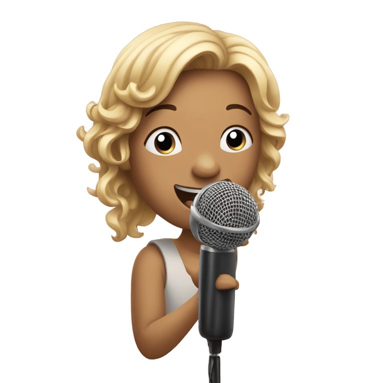 絵文字：Hamtser singing at a microphone