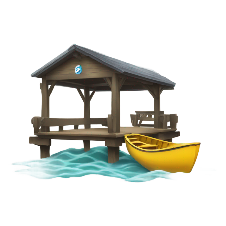 genmoji：透明背景的PNG表情符号，展示带有杜乐食品公司标志的码头，采用表情风格和等距视角。