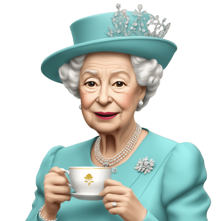 genmoji : HRM queen Elizabeth, drinking tea