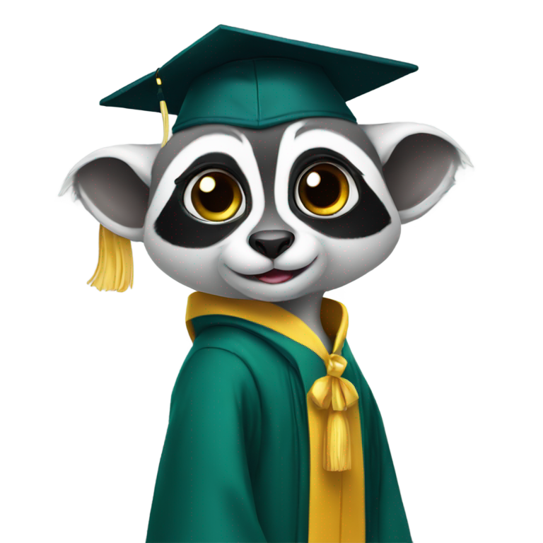 genmoji: A lemur wearing a cap and gown