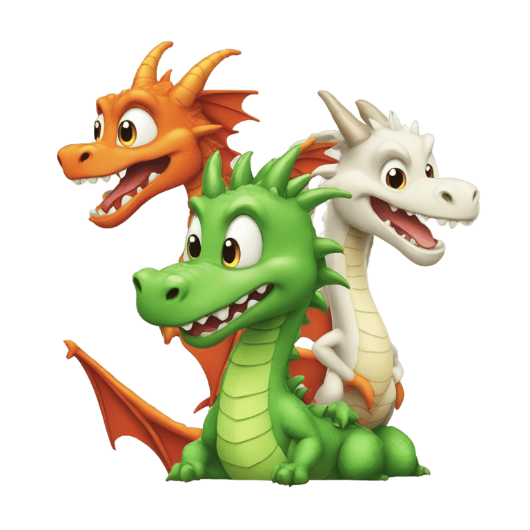 genmoji : A goofy dragon and a serious dragon