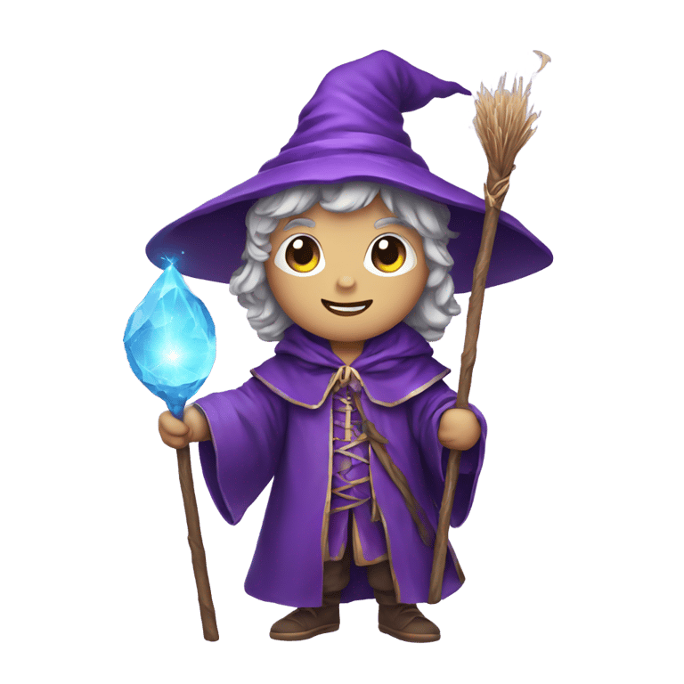 genmoji：紫色的小小法师，手持小木杖