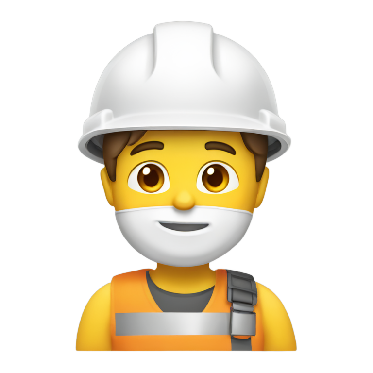 genmoji : A builder guy white helmet  In a whisper