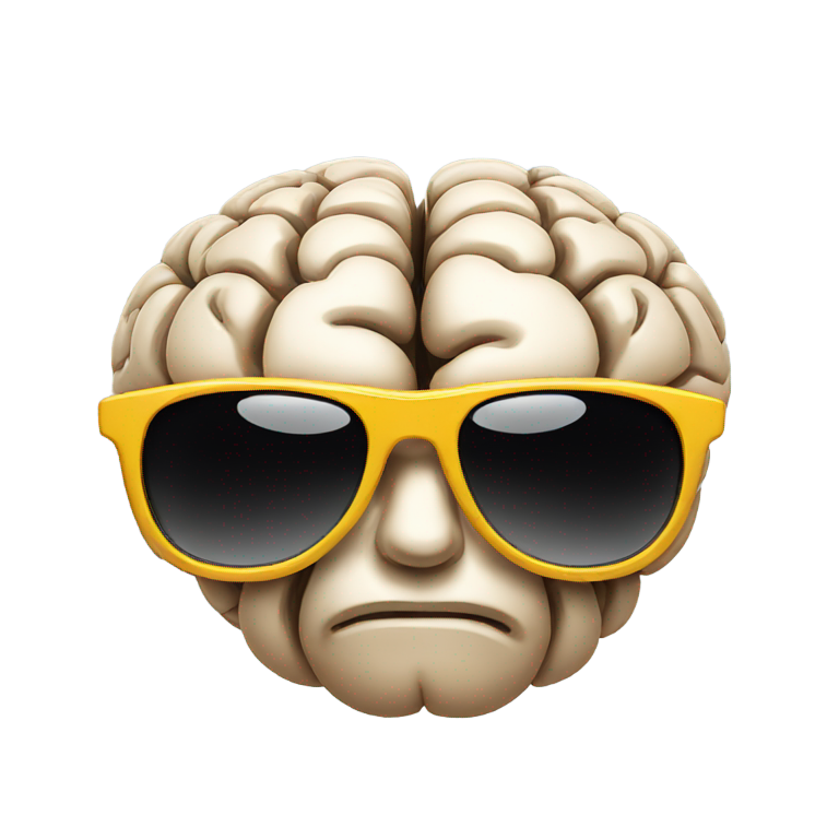genmoji : Créez un cerveau de dessin animé avec des lunettes de soleil noires super cool.