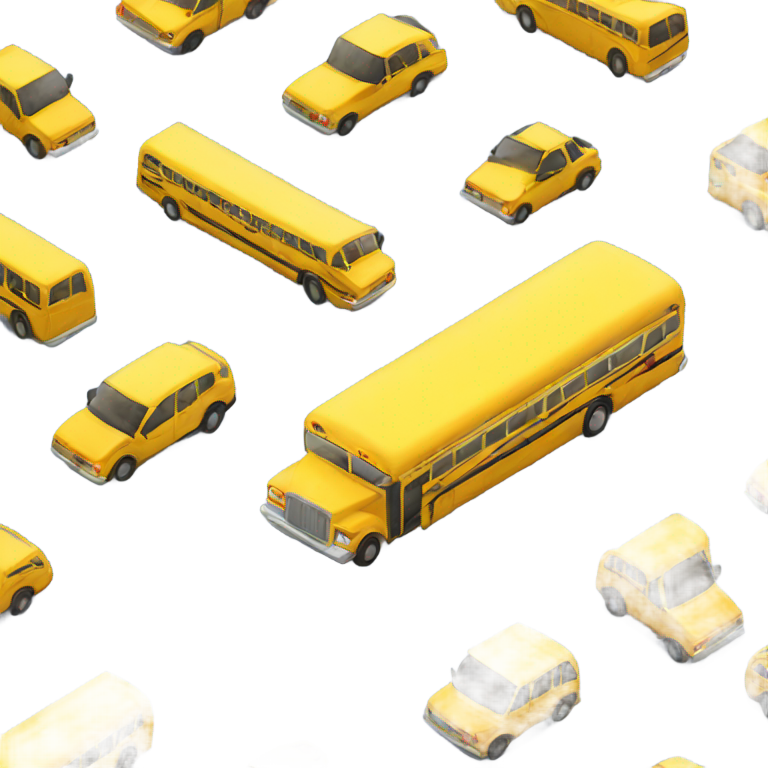 genmoji：car among buses)