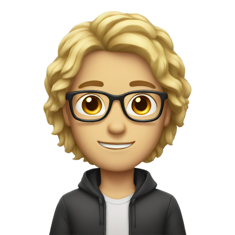 genmoji: a white boy with hair and glasses