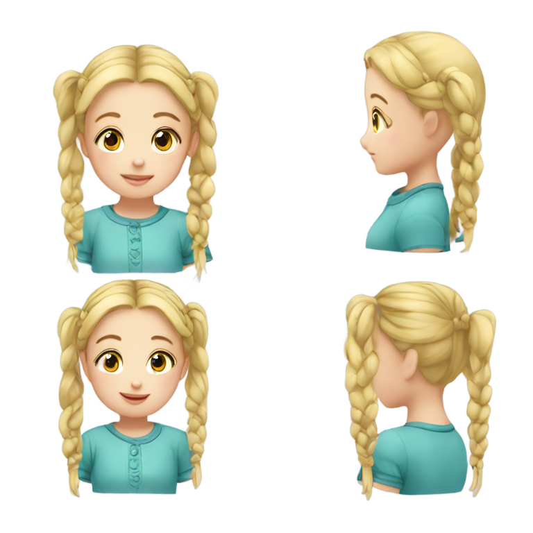 genmoji: A little blonde girl with pigtails and overlld with star stickers on them