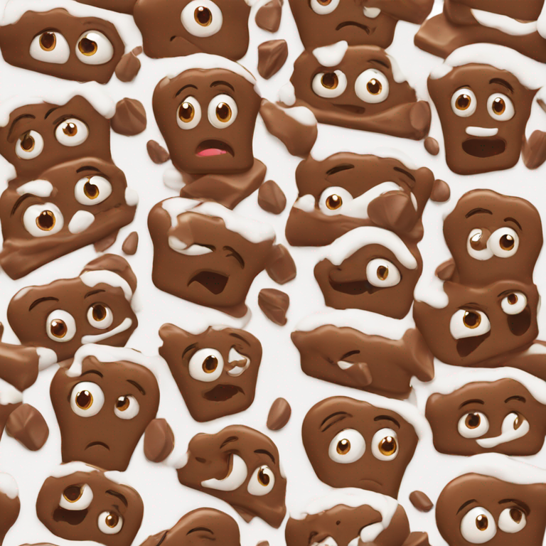 genmoji : Un visage ébahi couvert de pudding au chocolat et de glaçage blanc