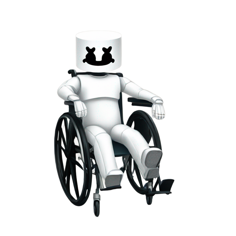 絵文字：Marshmello on a wheelchair