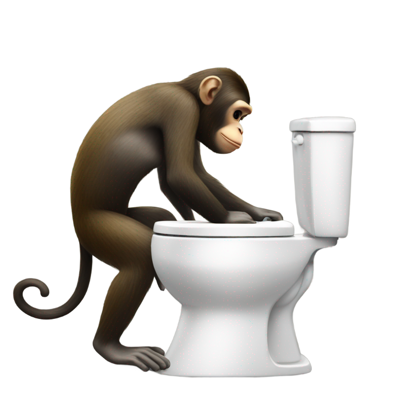 genmoji : Un singe sur des toilettes embrassant une banane noire