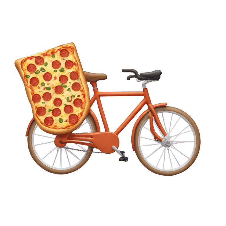 genmoji : Bicycle with pizzas for wheels