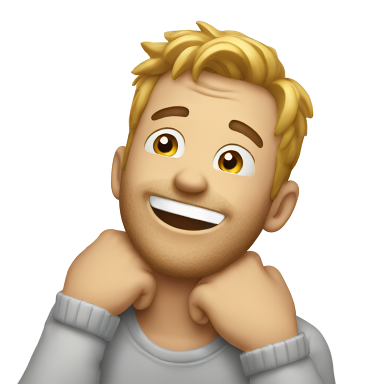 genmoji：双手抱着脖子大笑的家伙
