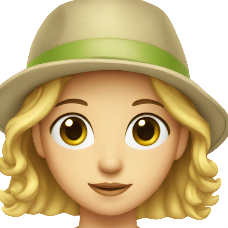 genmoji : Fille aux yeux verts portant un chapeau