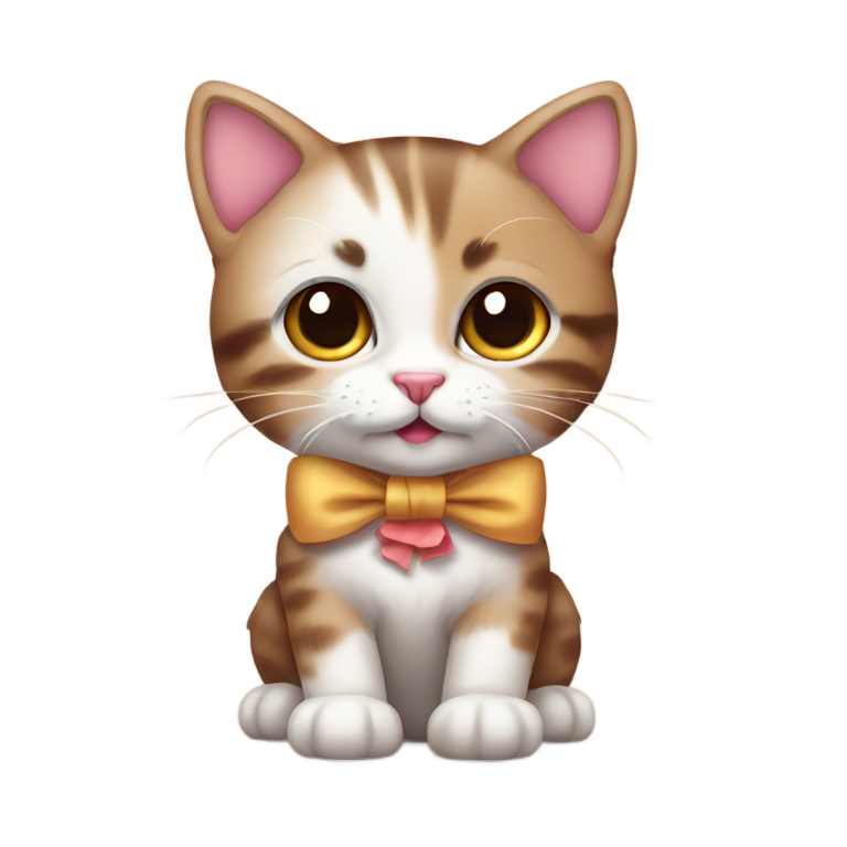genmoji：色彩缤纷的可爱小猫，带棕色蝴蝶结