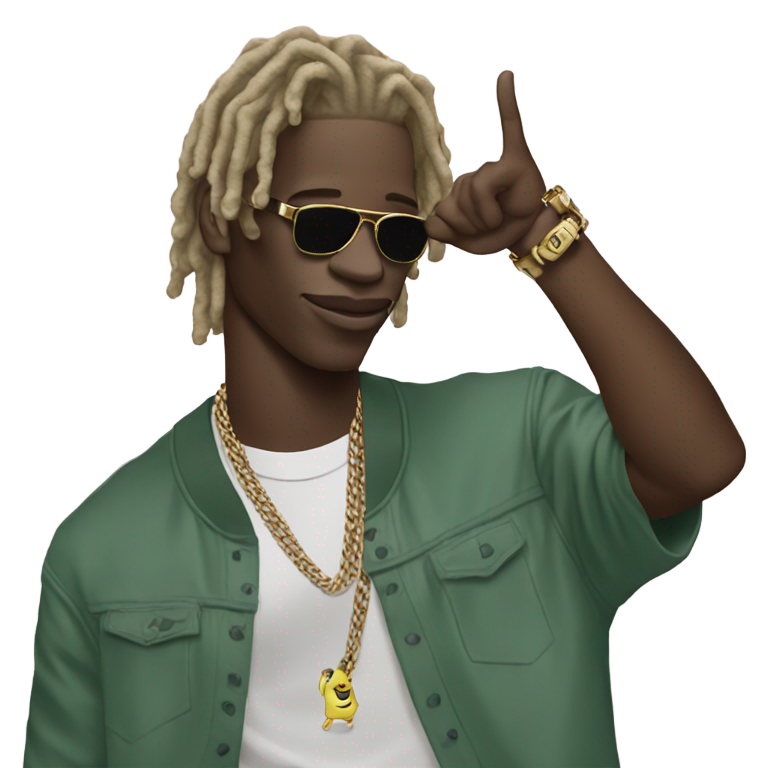 genmoji：说唱歌手Young Thug做V字手势