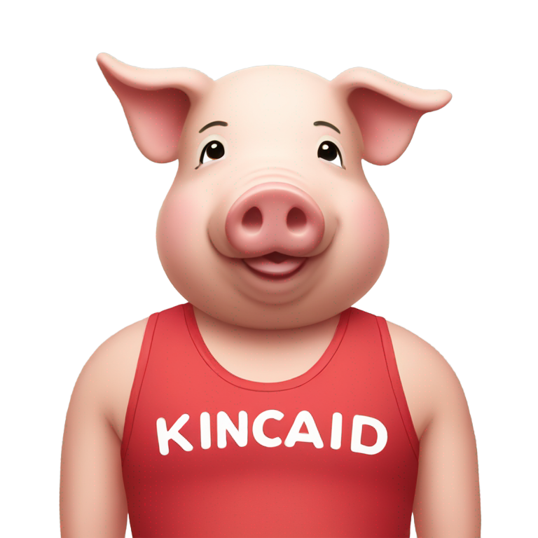 genmoji : Truie en maillot rouge avec "Kincaid" écrit dessus