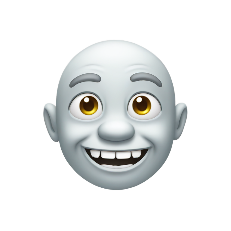 genmoji: make the troll face meme with the gloss of an emoji and make the skin white and make him bakd