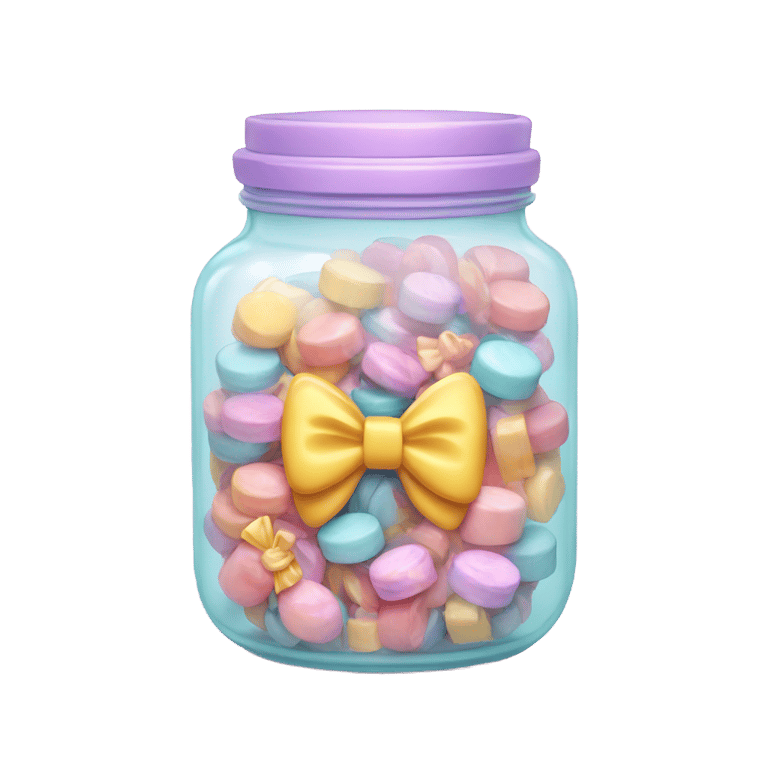 genmoji：色彩繽紛的糖果罐子，中間繫著一條蝴蝶結。