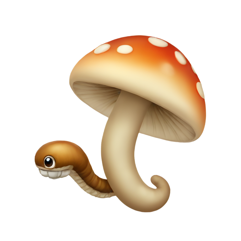 genmoji: Mushroom and Worm