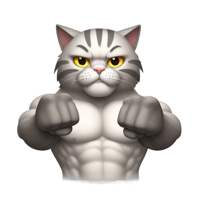 genmoji：强壮的肌肉猫展示他的臂膀