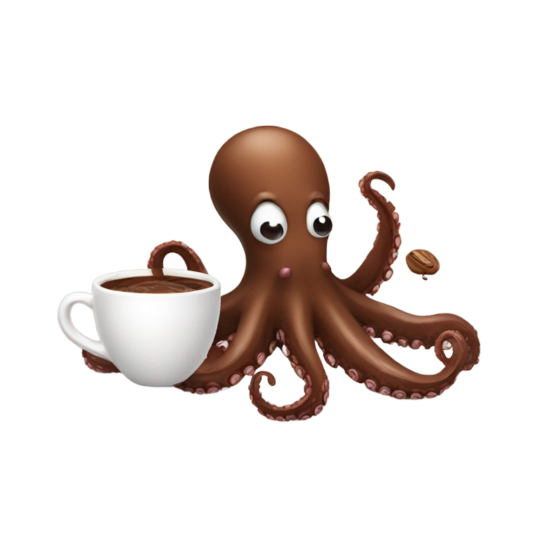 genmoji：章鱼吃巧克力喝咖啡