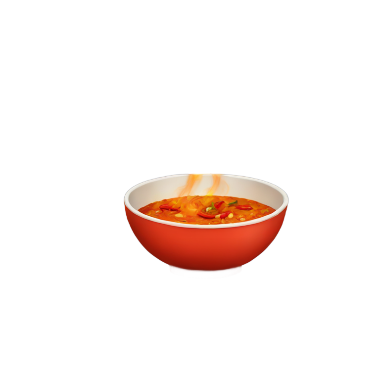 genmoji: A bowl of Spicy food in flames