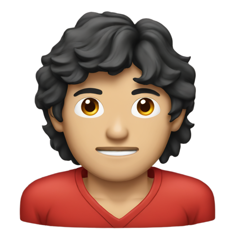 genmoji：理查德·拉米雷斯穿着红色衬衫，带着坏笑
