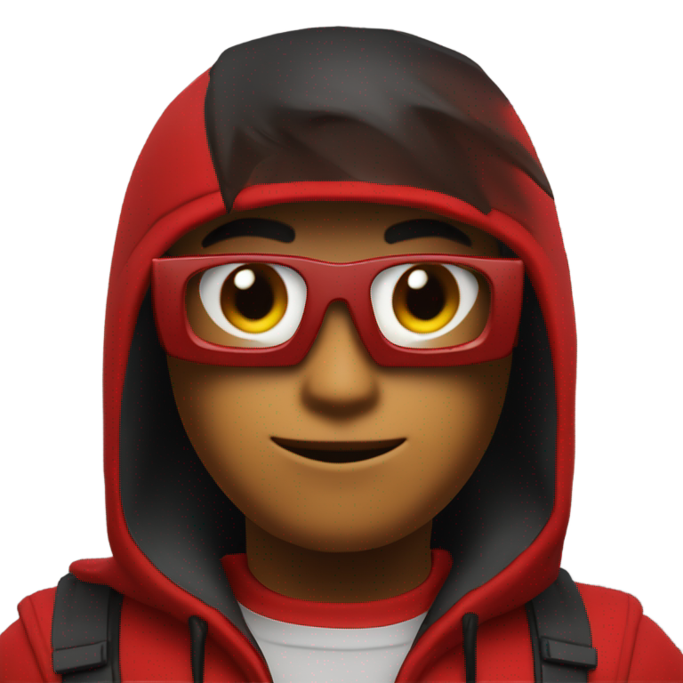 genmoji：红色Roblox黑客，文字显示“立即加入C00LKIDD团队！”