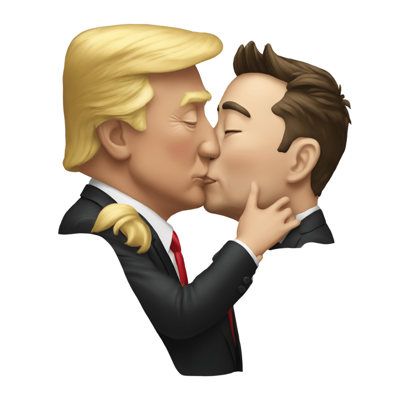 genmoji：Elon Musk kissing trump