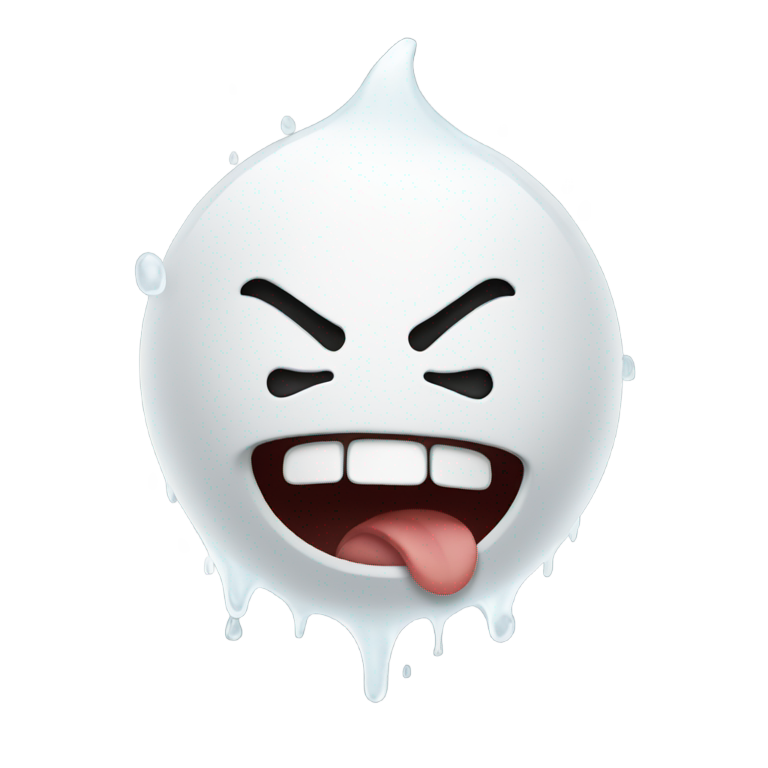genmoji：白色的水滴落在愤怒的脸上