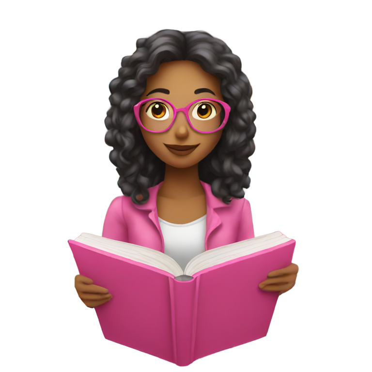 genmoji：阅读粉红色书籍，清洁女孩形象