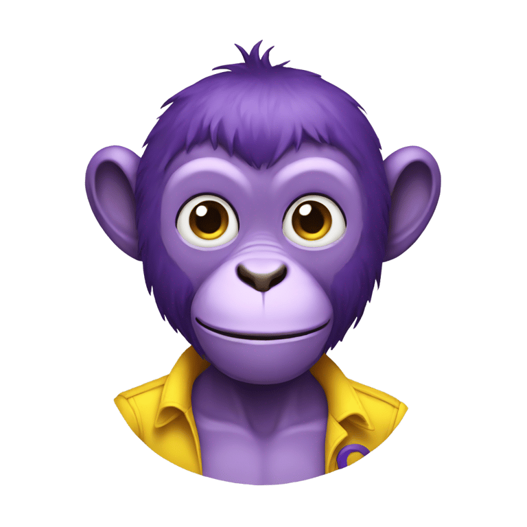 絵文字：Purple monkey in a yellow shirt