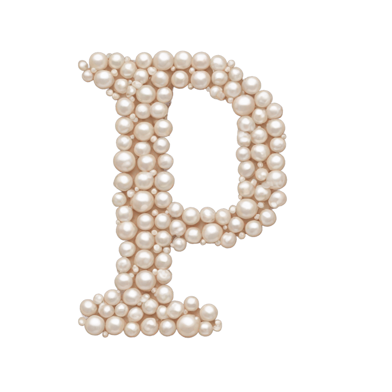 genmoji：Letter p made out of pearls