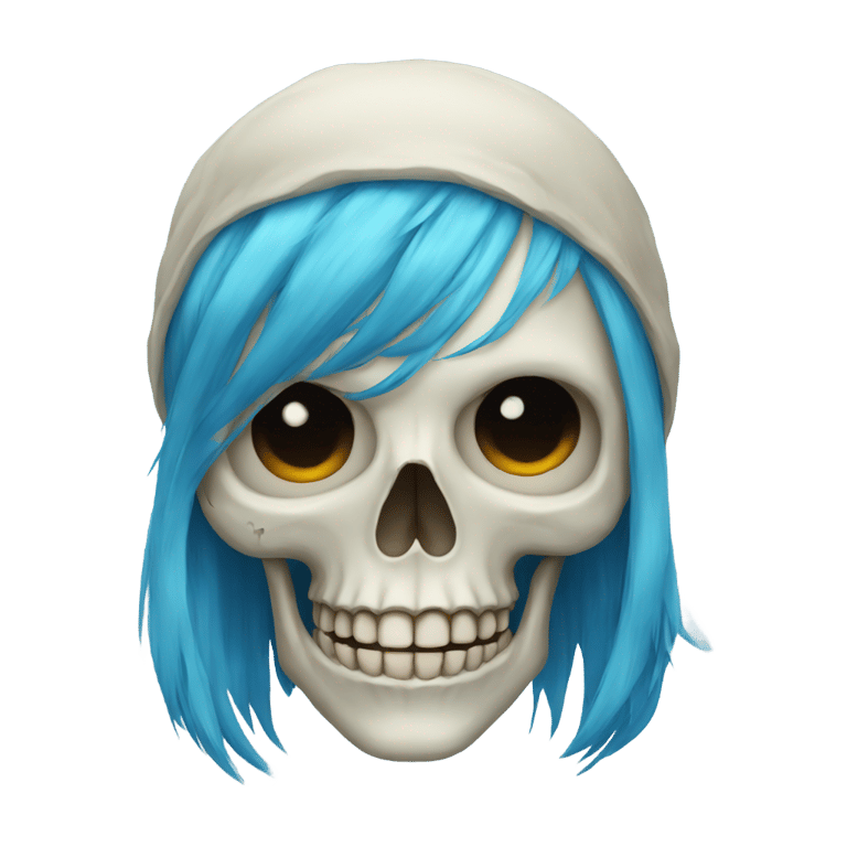 genmoji：A skull with blue hair