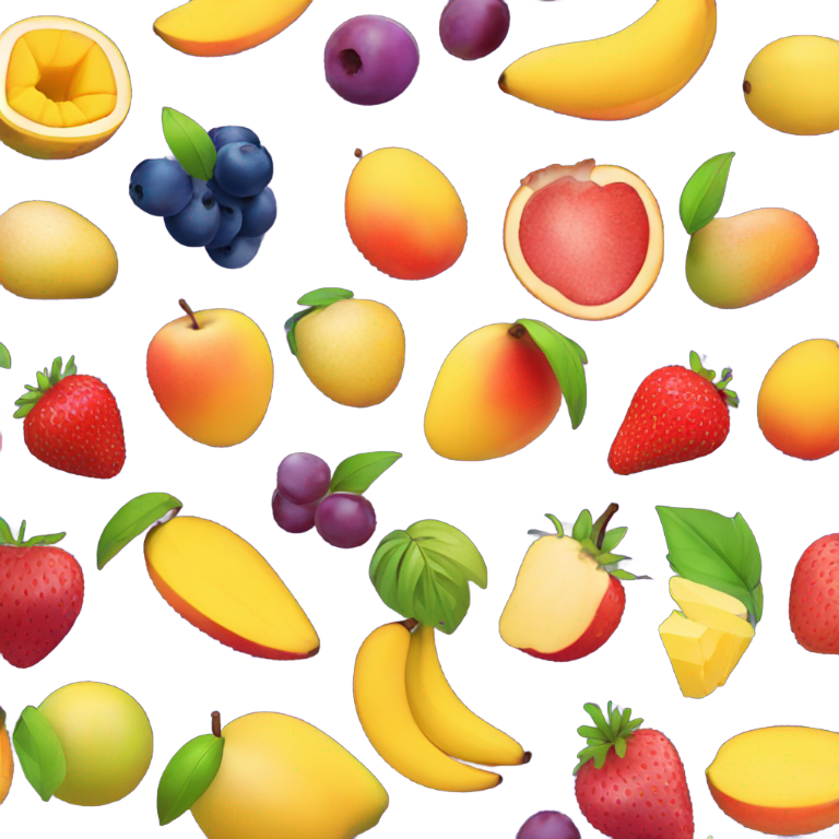 絵文字：🥭🍓🫐🍇🍌🍊🍎🍍🍑🍞
