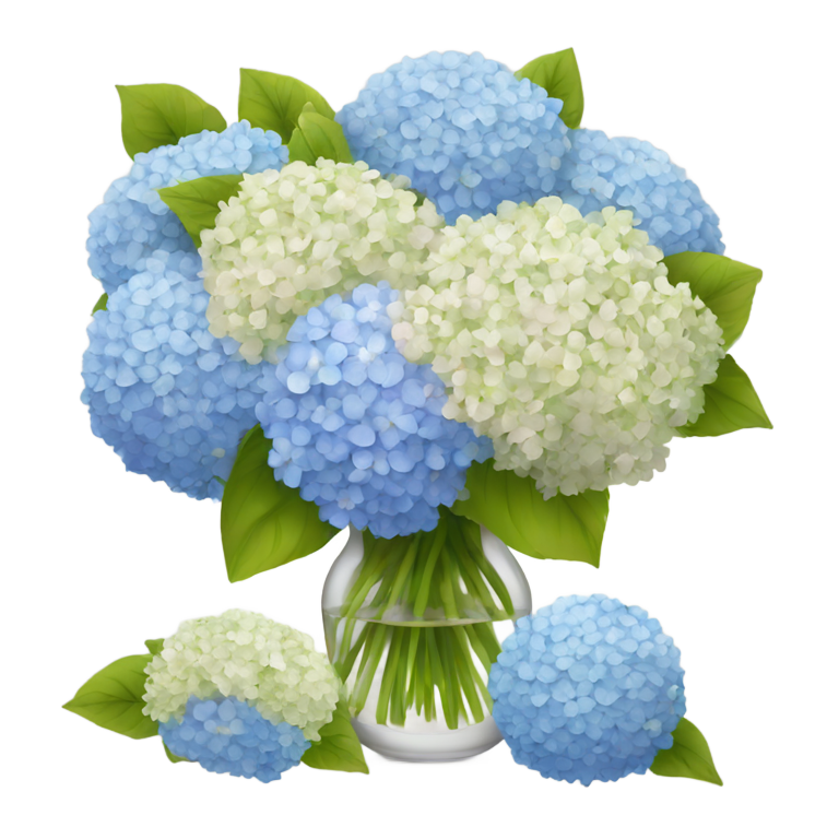 genmoji：花束，配有满天星和绣球花