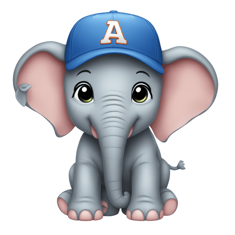 genmoji：A baby elephant with a baseball cap