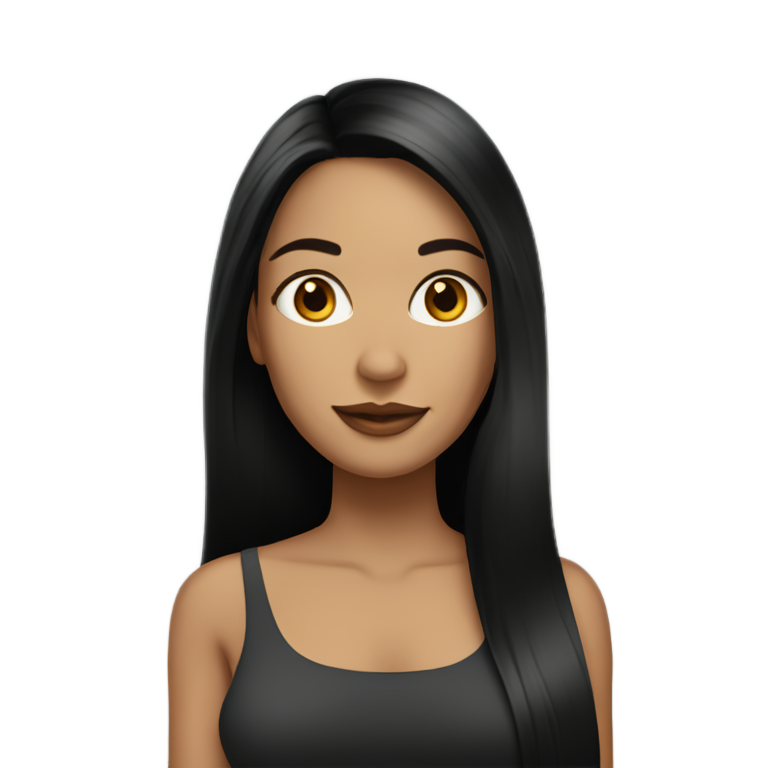 genmoji : Femmes latines aux cheveux longs, raides, noirs et soyeux, avec une raie au milieu.