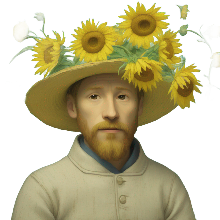 genmoji: wan gogh paintin og flowers on canvas