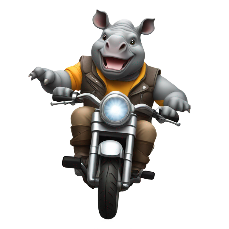 genmoji : rhinocéros sur moto