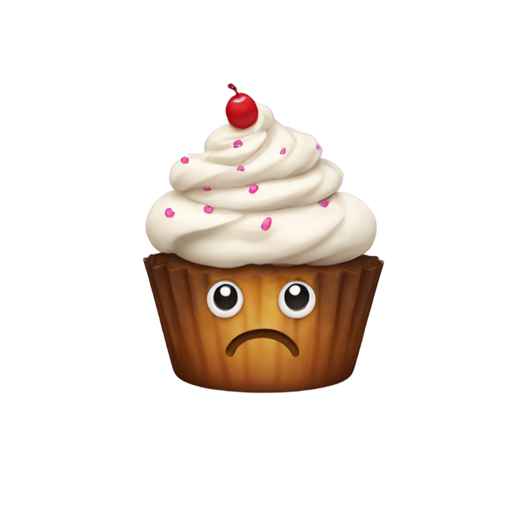 genmoji: Cupcake with no frosting and a poop with eyes on top