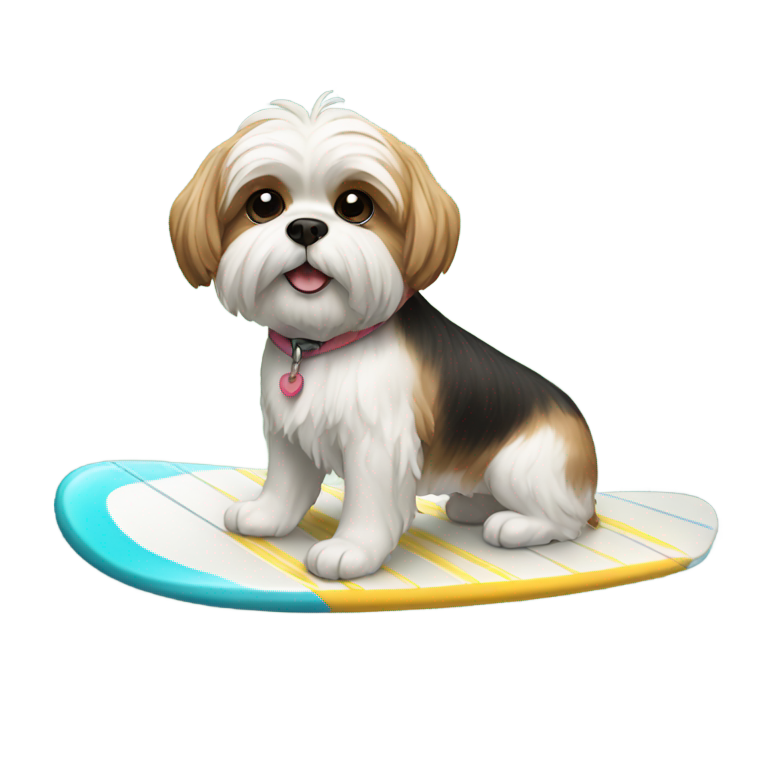 prompt: 西施犬在冲浪板上