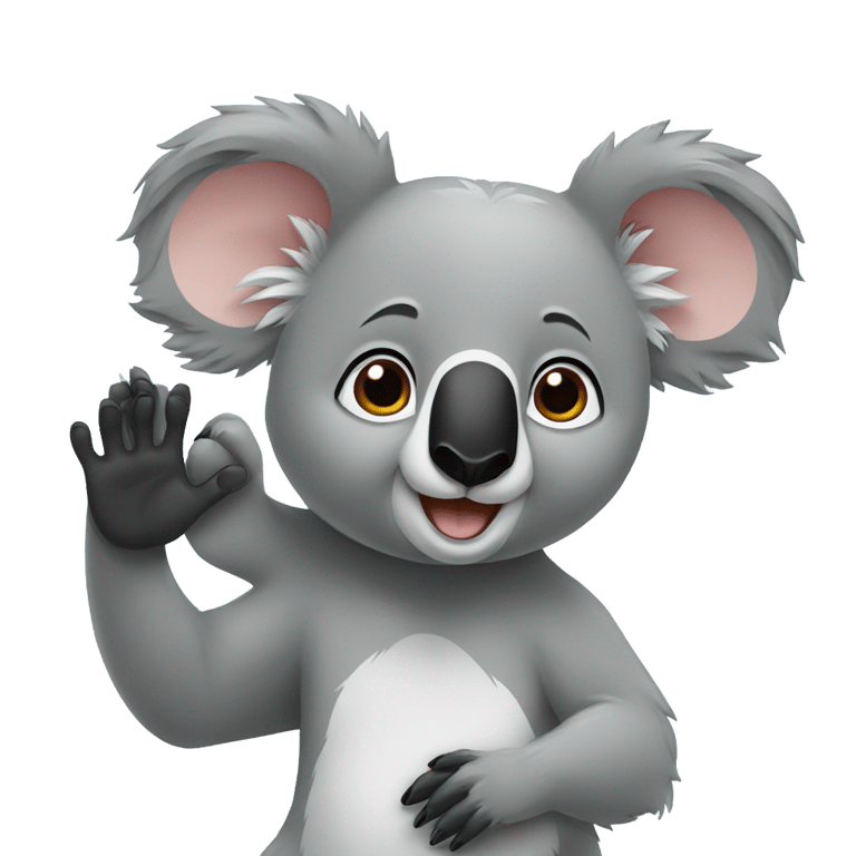 genmoji: a koala bear waving hi to a black hared boy