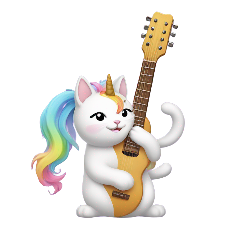 genmoji：吉他猫咪与独角兽同框