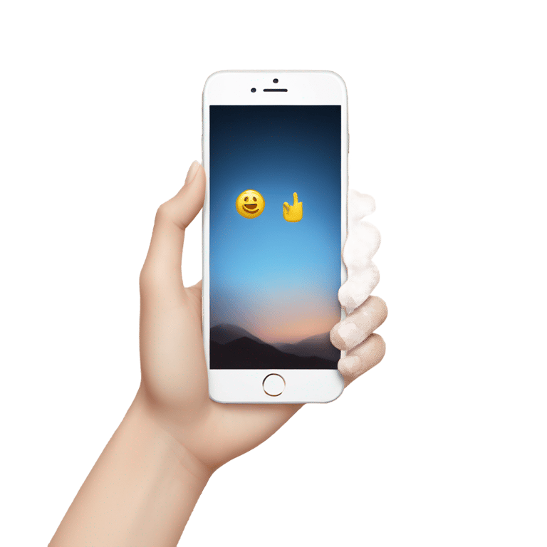 genmoji：One white hand having an Iphone into