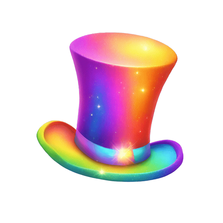 prompt: Rainbow magic top hat, glowing aura, sparkle