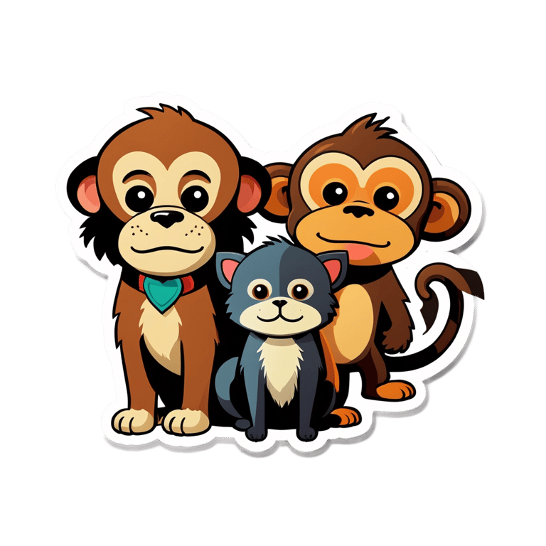 genmoji: dog and cat and monkey mixed