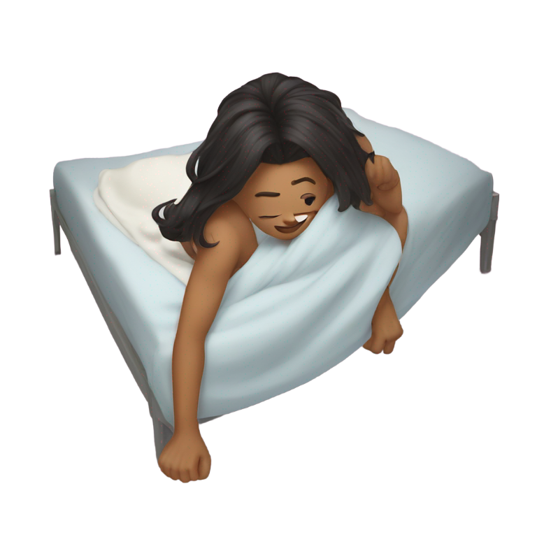 genmoji：bedpenting manfoot in over the girl's hair