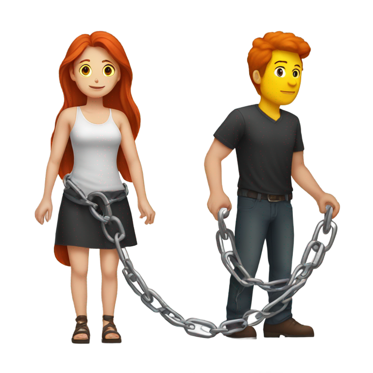 genmoji：Man chained to redheaded-woman