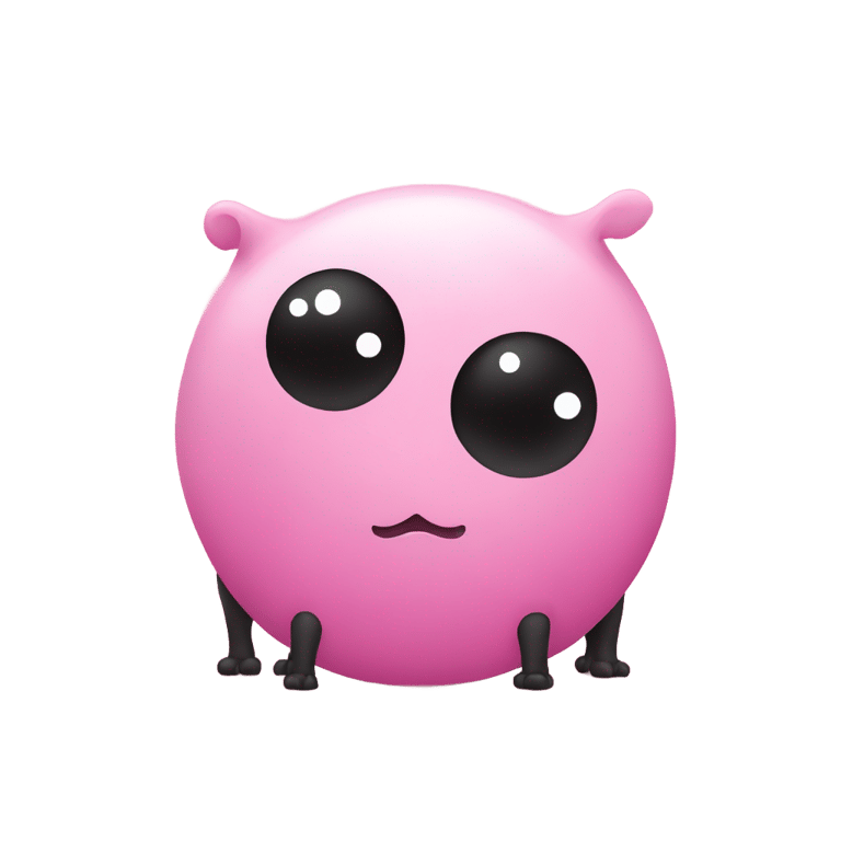genmoji: kinito pet (a cartoonish pink axalotal the head is a simple circle and the legs are black lines there are gills connected to the head and there is no arms)